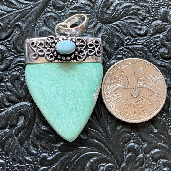 Larimar and Variscite Pendant Crystal Stone Jewelry - Picture 3 of 8